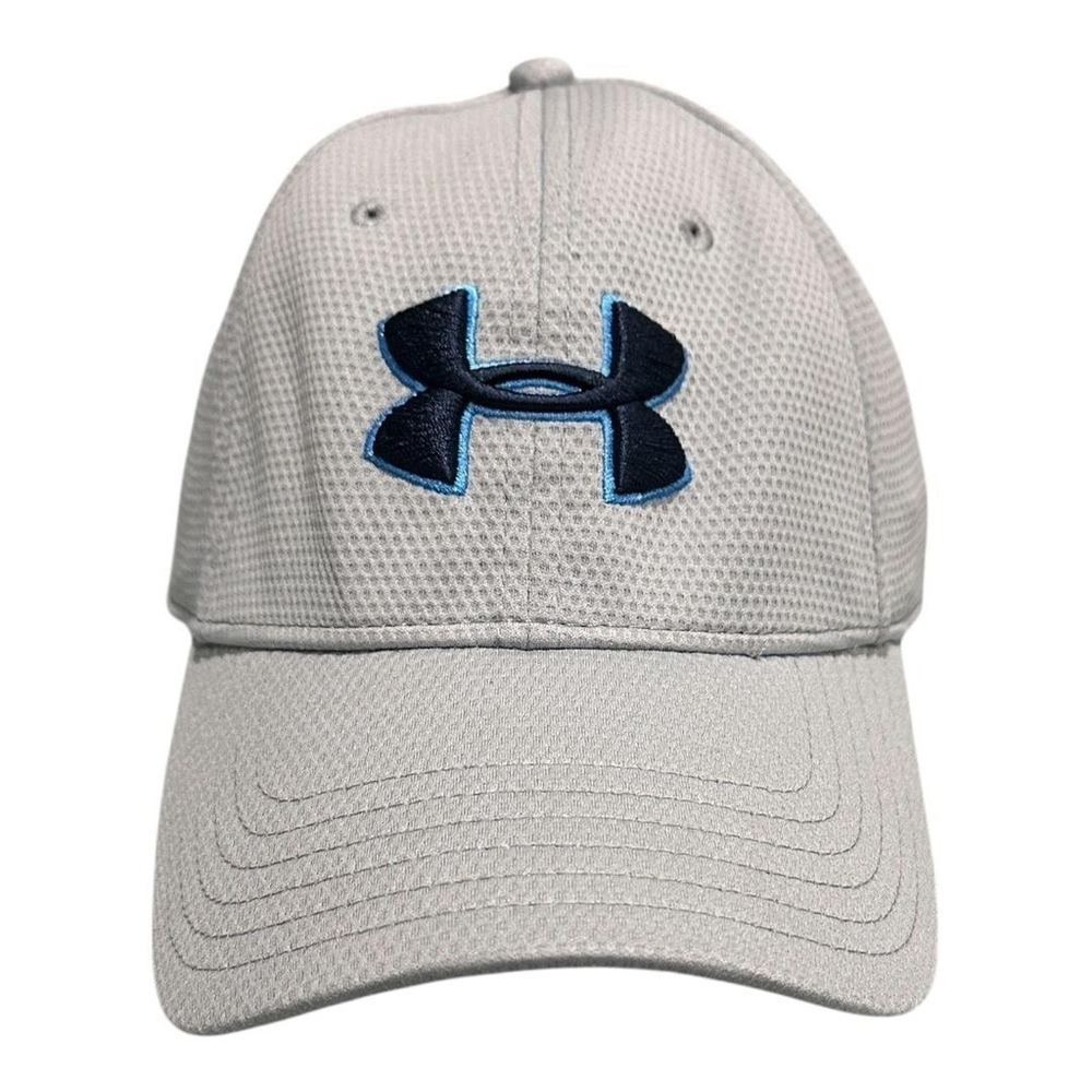 Under Armour Hat Cap Fitted Mens Medium Gray Mesh Baseball Embroidered Logo